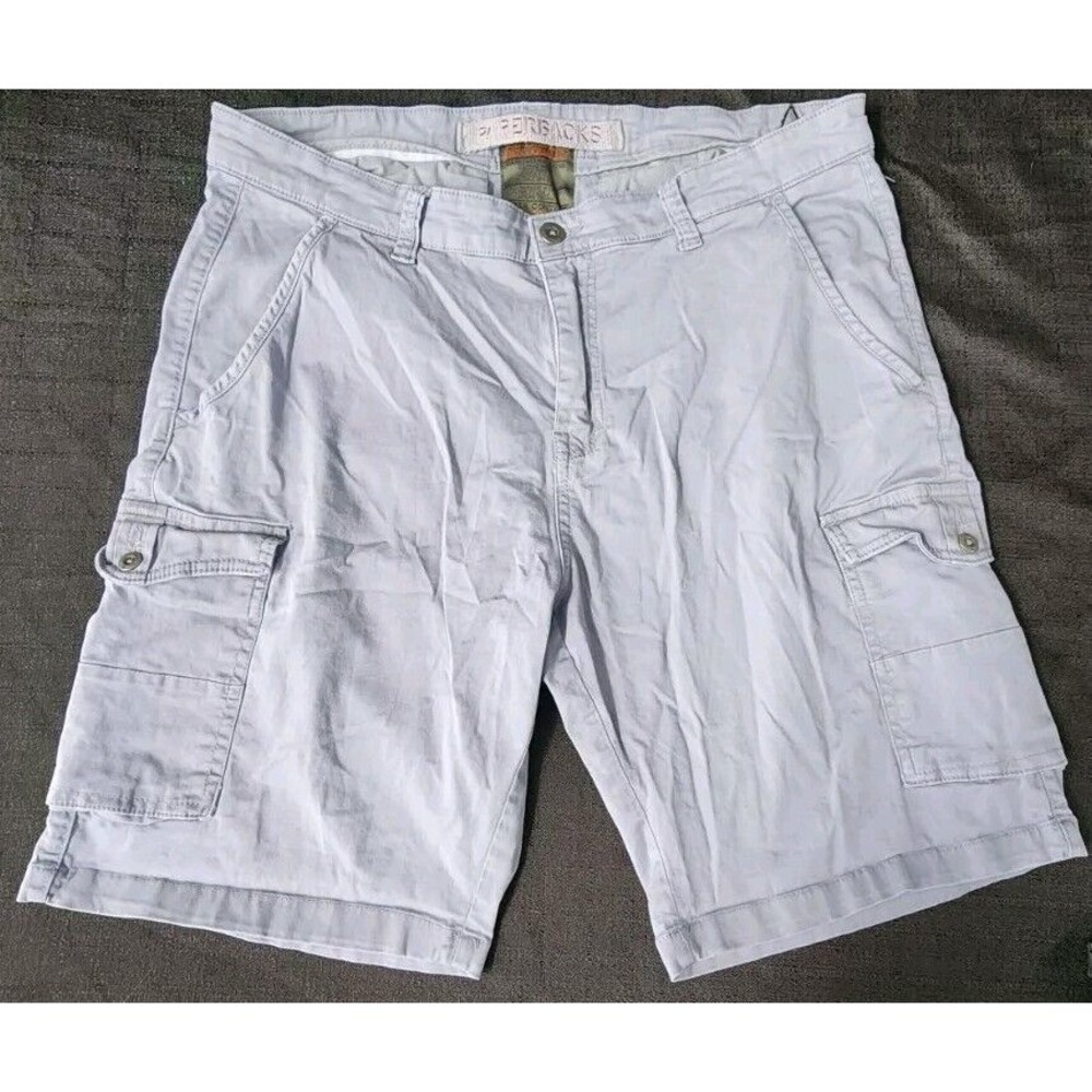 EUC PAPERBACKS BRAND MENS CARGO SHORTS Gray COTTON Zip FLY SIZE 38‎